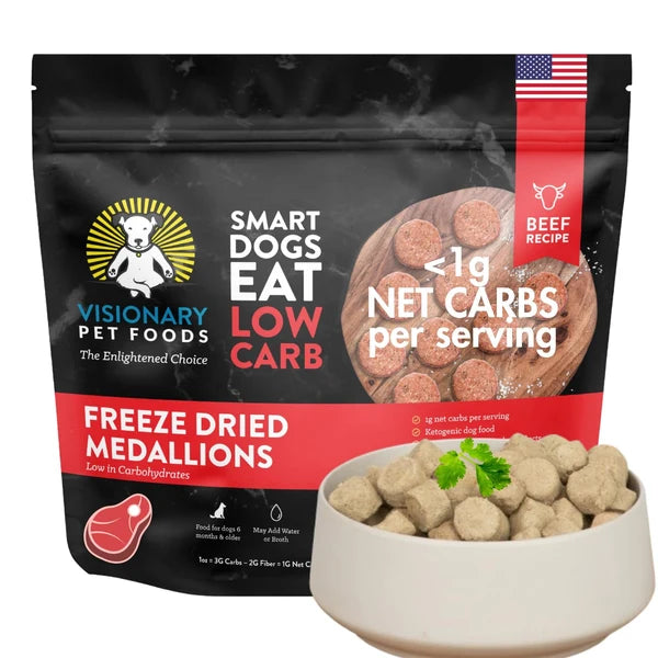 Visionary freeze-dried keto dog food medallions